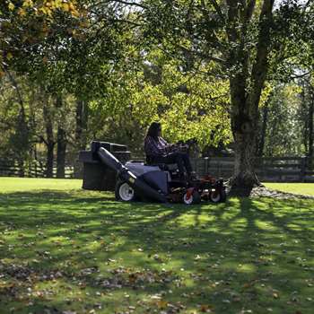 Mowing lawn on a Quest S-Series residential zero-turn mower